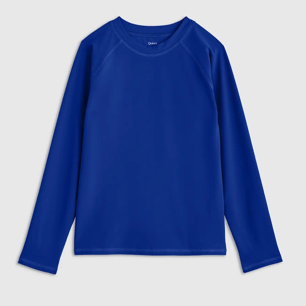 NWT QUINCE Long Sleeve Raglan Rash Guard Kid Boy 4T Deep Blue 6918